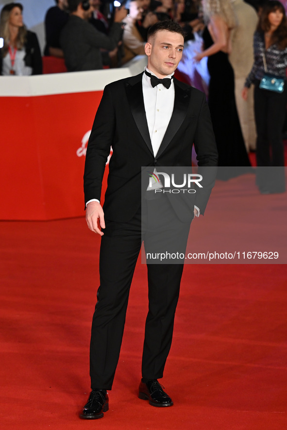 Enrico Inserra attends the ''FINO ALLA FINE'' red carpet during the 19th Rome Film Festival at Auditorium Parco Della Musica in Rome, Italy,...