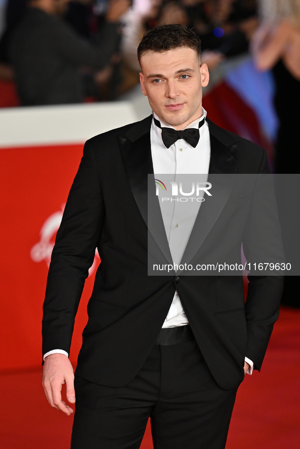 Enrico Inserra attends the ''FINO ALLA FINE'' red carpet during the 19th Rome Film Festival at Auditorium Parco Della Musica in Rome, Italy,...