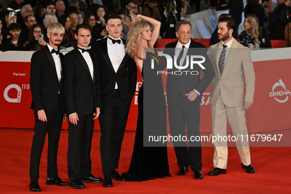 (L-R) Francesco Garilli, Saul Nanni, Enrico Inserra, Elena Kampouris, Gabriele Muccino, and Lorenzo Richelmy attend the ''FINO ALLA FINE'' r...