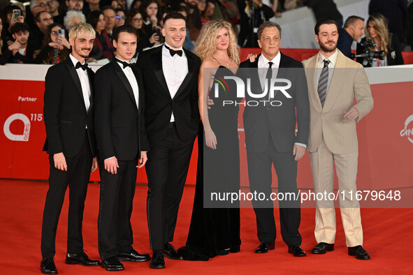 (L-R) Francesco Garilli, Saul Nanni, Enrico Inserra, Elena Kampouris, Gabriele Muccino, and Lorenzo Richelmy attend the ''FINO ALLA FINE'' r...