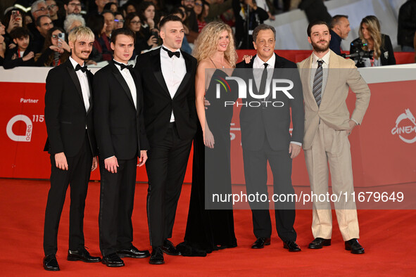 (L-R) Francesco Garilli, Saul Nanni, Enrico Inserra, Elena Kampouris, Gabriele Muccino, and Lorenzo Richelmy attend the ''FINO ALLA FINE'' r...