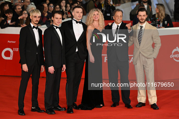 (L-R) Francesco Garilli, Saul Nanni, Enrico Inserra, Elena Kampouris, Gabriele Muccino, and Lorenzo Richelmy attend the ''FINO ALLA FINE'' r...