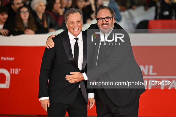 Gabriele Muccino and Salvatore Nastasi attend the ''FINO ALLA FINE'' red carpet during the 19th Rome Film Festival at Auditorium Parco Della...