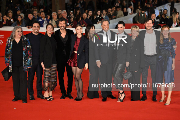 Francesco Scianna, Sveva Mariani, Gabriele Muccino, and guests attend the ''FINO ALLA FINE'' red carpet during the 19th Rome Film Festival a...