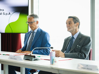 Attilio Fontana and Giuseppe Ricci attend the signing of the memorandum of understanding between Regione Lombardia and Eni SpA at Palazzo Lo...