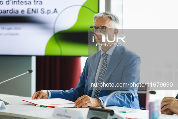 Giuseppe Ricci attends the signing of the memorandum of understanding between Regione Lombardia and Eni SpA at Palazzo Lombardia in Milan, I...