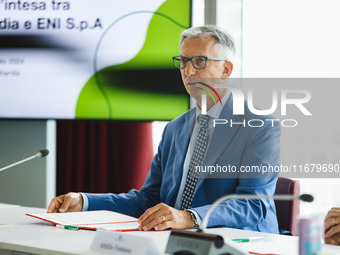 Giuseppe Ricci attends the signing of the memorandum of understanding between Regione Lombardia and Eni SpA at Palazzo Lombardia in Milan, I...