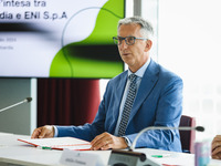 Giuseppe Ricci attends the signing of the memorandum of understanding between Regione Lombardia and Eni SpA at Palazzo Lombardia in Milan, I...