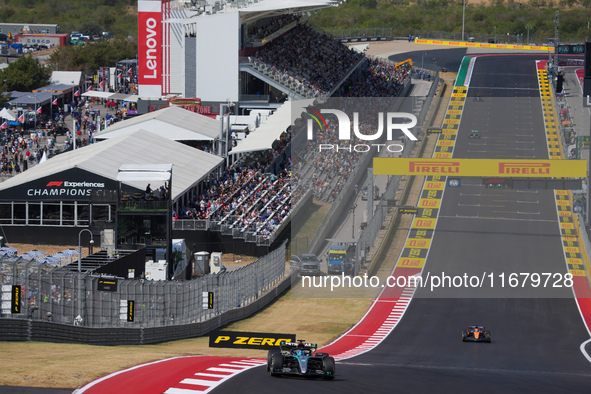 George Russell of the UK drives the (63) Mercedes-AMG Petronas F1 Team F1 W15 E Performance Mercedes during the Formula 1 Pirelli United Sta...