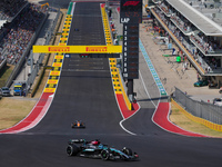 George Russell of the UK drives the (63) Mercedes-AMG Petronas F1 Team F1 W15 E Performance Mercedes during the Formula 1 Pirelli United Sta...