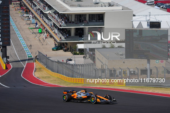 Oscar Piastri of Australia drives the McLaren F1 Team MCL38 Mercedes during the Formula 1 Pirelli United States Grand Prix 2024 in Austin, U...