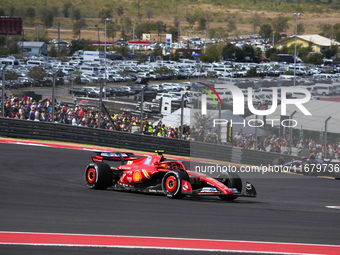 Carlos Sainz Jr. of Spain drives the (55) Scuderia Ferrari SF-24 Ferrari during the Formula 1 Pirelli United States Grand Prix 2024 in Austi...