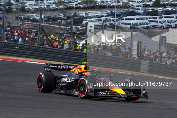 Sergio Perez of Mexico drives the (11) Oracle Red Bull Racing RB20 Honda RBPT during the Formula 1 Pirelli United States Grand Prix 2024 in...