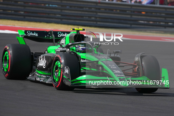 Guanyu Zhou of China drives the (24) Stake F1 Team Kick Sauber C44 Ferrari during the Formula 1 Pirelli United States Grand Prix 2024 in Aus...