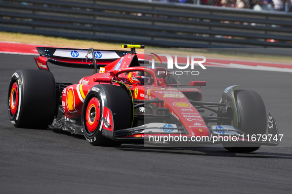 Carlos Sainz Jr. of Spain drives the (55) Scuderia Ferrari SF-24 Ferrari during the Formula 1 Pirelli United States Grand Prix 2024 in Austi...