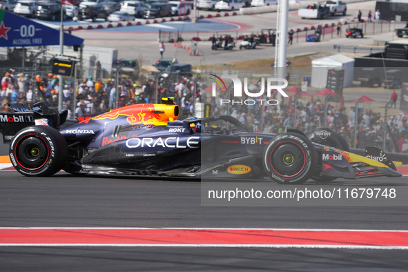 Sergio Perez of Mexico drives the (11) Oracle Red Bull Racing RB20 Honda RBPT during the Formula 1 Pirelli United States Grand Prix 2024 in...