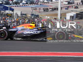 Sergio Perez of Mexico drives the (11) Oracle Red Bull Racing RB20 Honda RBPT during the Formula 1 Pirelli United States Grand Prix 2024 in...