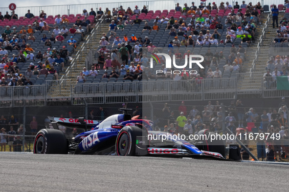 Liam Lawson of New Zealand drives the (30) Visa Cash app RB VCARB01 Honda RBPT during the Formula 1 Pirelli United States Grand Prix 2024 in...