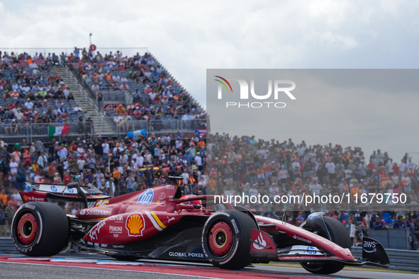 Charles Leclerc of Monaco drives the (16) Scuderia Ferrari SF-24 Ferrari during the Formula 1 Pirelli United States Grand Prix 2024 in Austi...