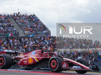 Charles Leclerc of Monaco drives the (16) Scuderia Ferrari SF-24 Ferrari during the Formula 1 Pirelli United States Grand Prix 2024 in Austi...