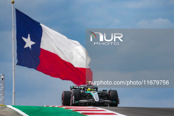 Lewis Hamilton of the UK drives the (44) Mercedes-AMG Petronas F1 Team F1 W15 E Performance Mercedes during the Formula 1 Pirelli United Sta...