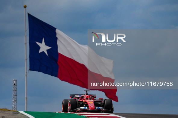 Charles Leclerc of Monaco drives the (16) Scuderia Ferrari SF-24 Ferrari during the Formula 1 Pirelli United States Grand Prix 2024 in Austi...