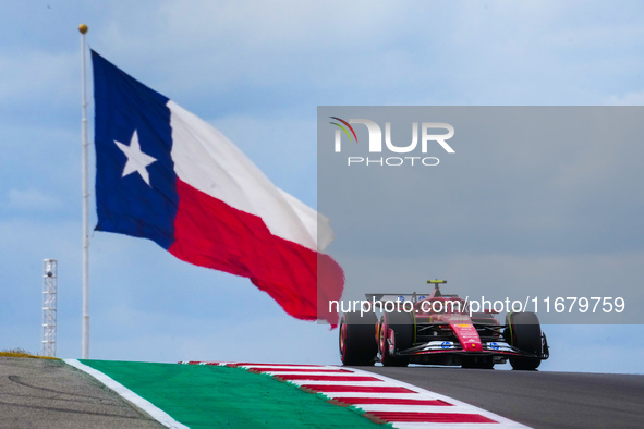 Carlos Sainz Jr. of Spain drives the (55) Scuderia Ferrari SF-24 Ferrari during the Formula 1 Pirelli United States Grand Prix 2024 in Austi...