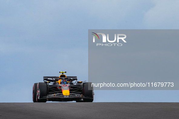 Sergio Perez of Mexico drives the (11) Oracle Red Bull Racing RB20 Honda RBPT during the Formula 1 Pirelli United States Grand Prix 2024 in...