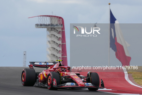 Carlos Sainz Jr. of Spain drives the (55) Scuderia Ferrari SF-24 Ferrari during the Formula 1 Pirelli United States Grand Prix 2024 in Austi...