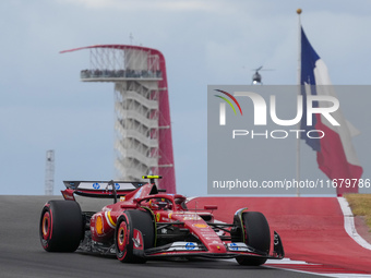 Carlos Sainz Jr. of Spain drives the (55) Scuderia Ferrari SF-24 Ferrari during the Formula 1 Pirelli United States Grand Prix 2024 in Austi...