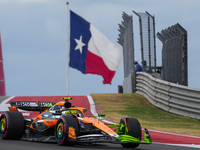 Lando Norris of the UK drives the McLaren F1 Team MCL38 Mercedes during the Formula 1 Pirelli United States Grand Prix 2024 in Austin, USA,...