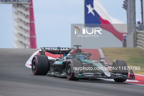 George Russell of the UK drives the (63) Mercedes-AMG Petronas F1 Team F1 W15 E Performance Mercedes during the Formula 1 Pirelli United Sta...