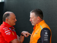 Frederic Vasseur, Team Principal of Scuderia Ferrari, and Zak Brown, CEO of McLaren F1 Team, are present during the Formula 1 Pirelli United...