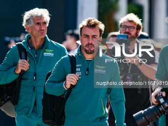 Fernando Alonso of Spain drives the (14) Aston Martin Aramco Cognizant F1 Team AMR24 Mercedes during the Formula 1 Pirelli United States Gra...