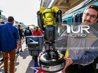 The Pirelli Trophy is presented during the Formula 1 Pirelli United States Grand Prix 2024 in Austin, USA, on October 18, 2024. (