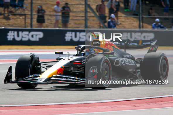 Sergio Perez of Mexico drives the (11) Oracle Red Bull Racing RB20 Honda RBPT during the Formula 1 Pirelli United States Grand Prix 2024 in...