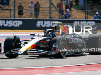 Sergio Perez of Mexico drives the (11) Oracle Red Bull Racing RB20 Honda RBPT during the Formula 1 Pirelli United States Grand Prix 2024 in...