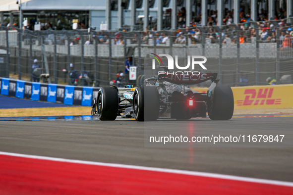 George Russell of the UK drives the (63) Mercedes-AMG Petronas F1 Team F1 W15 E Performance Mercedes during the Formula 1 Pirelli United Sta...