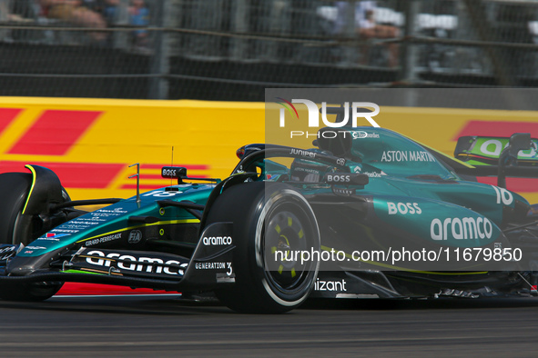 Lance Stroll of Canada drives the (18) Aston Martin Aramco Cognizant F1 Team AMR24 Mercedes during the Formula 1 Pirelli United States Grand...