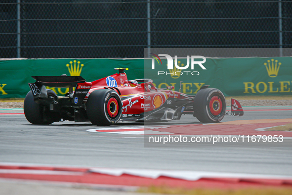 Carlos Sainz Jr. of Spain drives the (55) Scuderia Ferrari SF-24 Ferrari during the Formula 1 Pirelli United States Grand Prix 2024 in Austi...