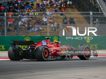 Carlos Sainz Jr. of Spain drives the (55) Scuderia Ferrari SF-24 Ferrari during the Formula 1 Pirelli United States Grand Prix 2024 in Austi...