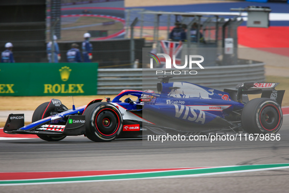 Liam Lawson of New Zealand drives the (30) Visa Cash app RB VCARB01 Honda RBPT during the Formula 1 Pirelli United States Grand Prix 2024 in...