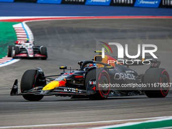 Sergio Perez of Mexico drives the (11) Oracle Red Bull Racing RB20 Honda RBPT during the Formula 1 Pirelli United States Grand Prix 2024 in...