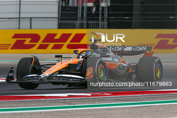 Oscar Piastri of Australia drives the McLaren F1 Team MCL38 Mercedes during the Formula 1 Pirelli United States Grand Prix 2024 in Austin, U...