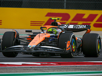 Lando Norris of the UK drives the McLaren F1 Team MCL38 Mercedes during the Formula 1 Pirelli United States Grand Prix 2024 in Austin, USA,...