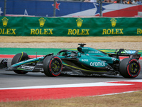 Lance Stroll of Canada drives the (18) Aston Martin Aramco Cognizant F1 Team AMR24 Mercedes during the Formula 1 Pirelli United States Grand...