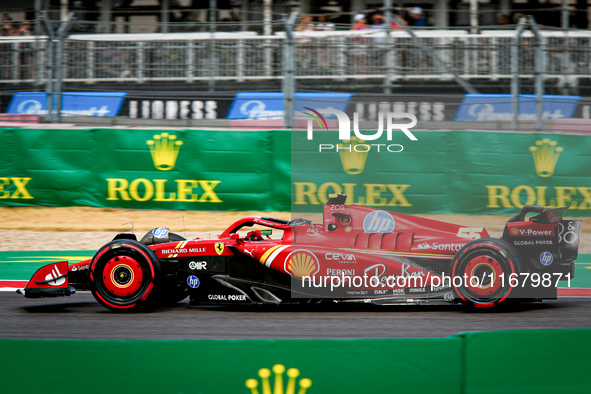 Carlos Sainz Jr. of Spain drives the (55) Scuderia Ferrari SF-24 Ferrari during the Formula 1 Pirelli United States Grand Prix 2024 in Austi...