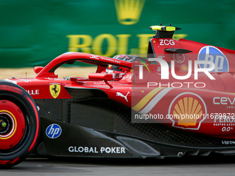 Carlos Sainz Jr. of Spain drives the (55) Scuderia Ferrari SF-24 Ferrari during the Formula 1 Pirelli United States Grand Prix 2024 in Austi...