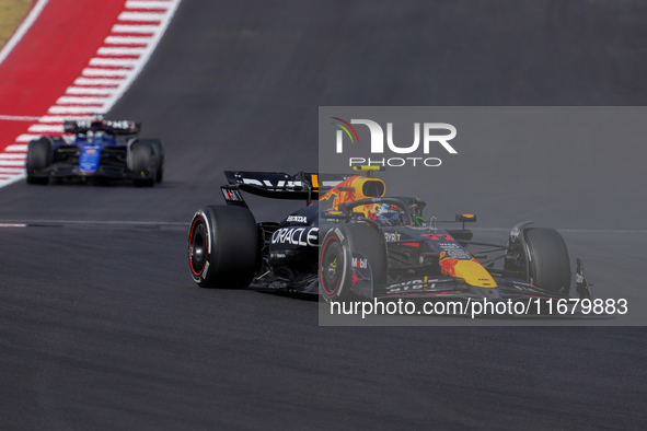 Sergio Perez of Mexico drives the (11) Oracle Red Bull Racing RB20 Honda RBPT during the Formula 1 Pirelli United States Grand Prix 2024 in...