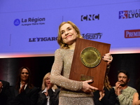 Isabelle Huppert at the light festival award ceremony in Lyon, France, on October 19, 2024. (